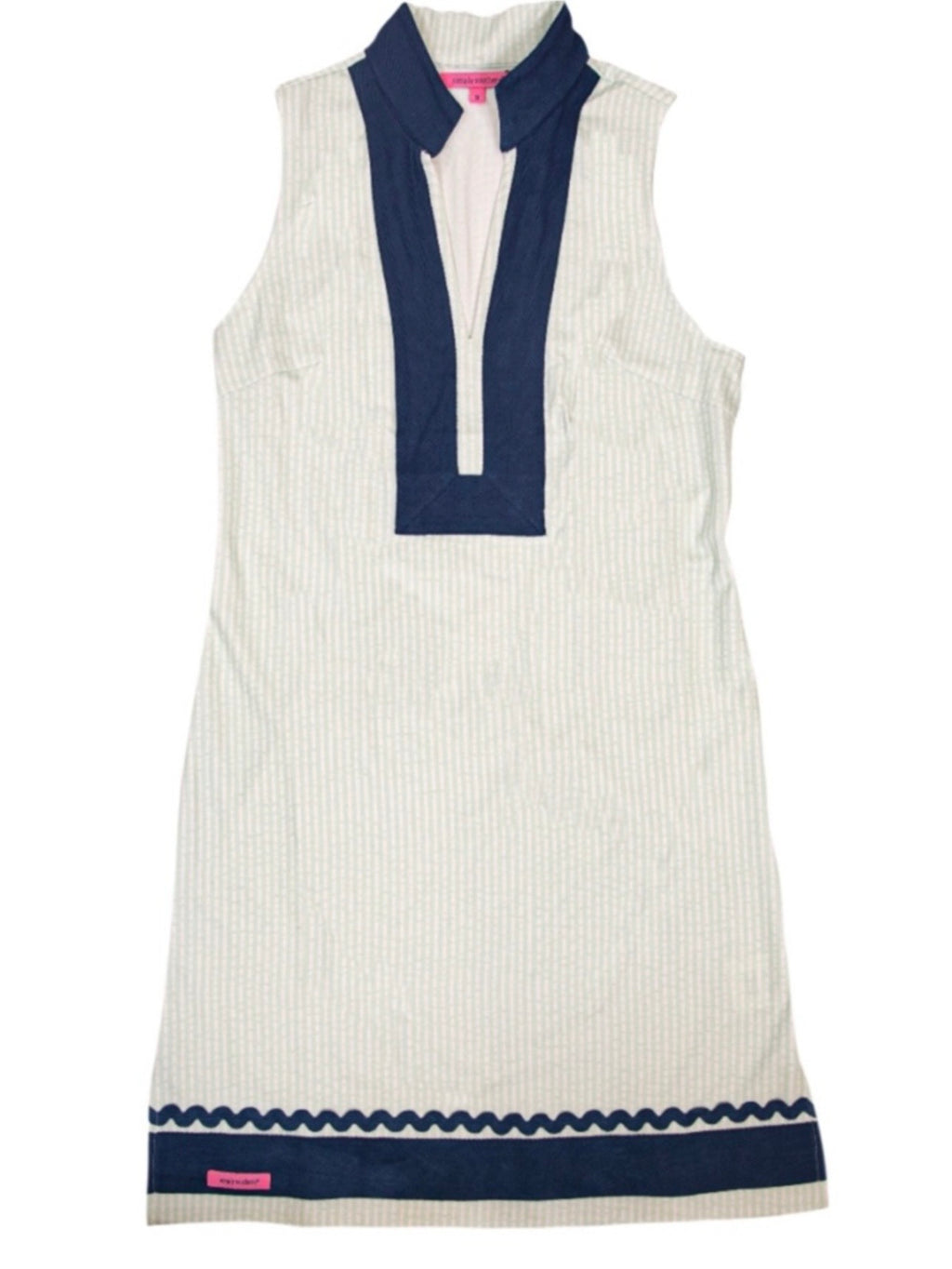 Simply Southern Light Blue & White Shift Dress With Navy Blue Trim