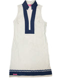 Simply Southern Light Blue & White Shift Dress With Navy Blue Trim