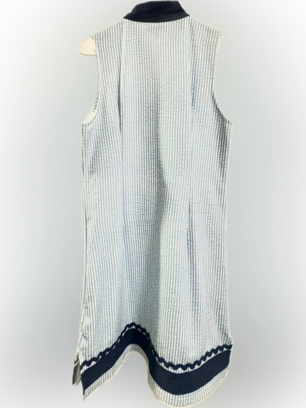 Simply Southern Light Blue & White Shift Dress With Navy Blue Trim