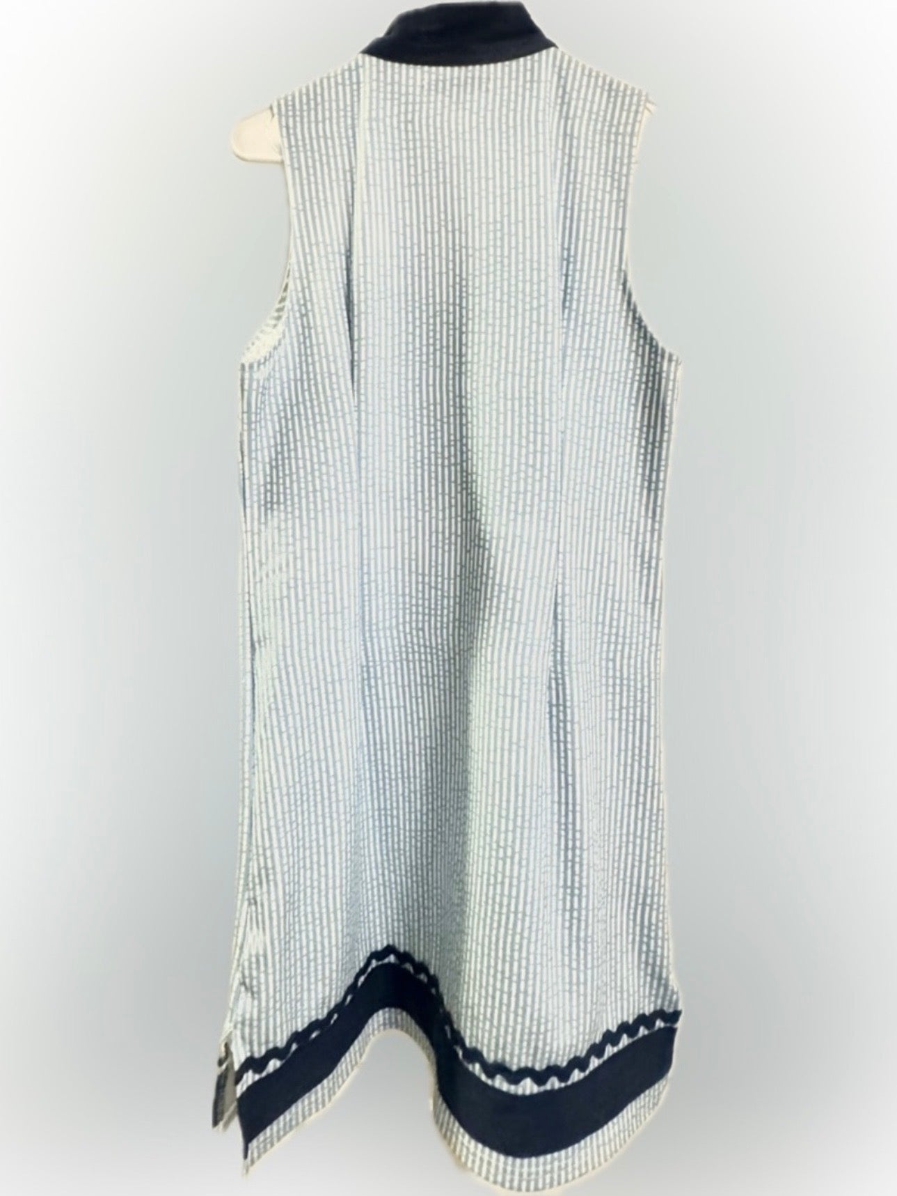 Simply Southern Light Blue & White Shift Dress With Navy Blue Trim