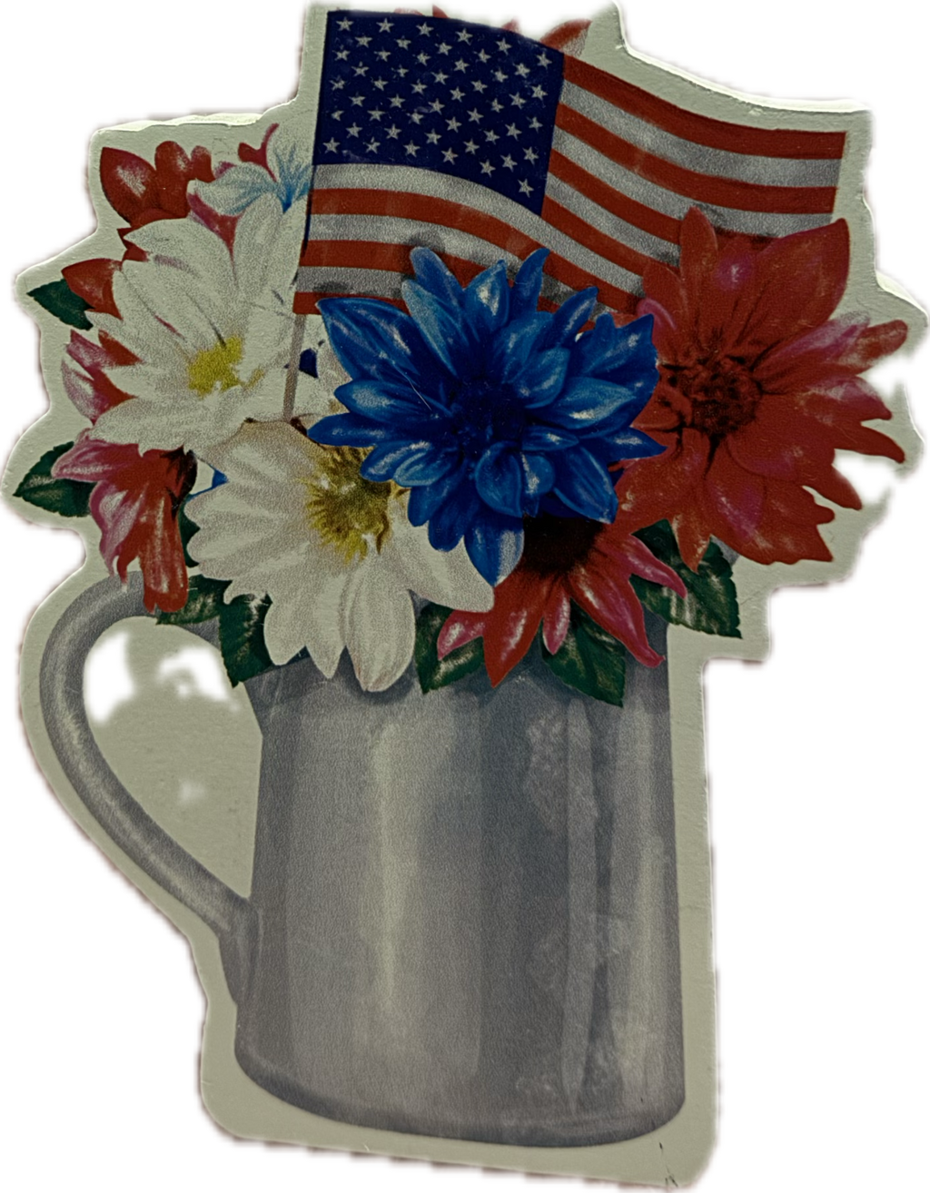 Sweet Freedom Red Glitter, White & Blue Hanging Wall Sign & Floral Flag Accent
