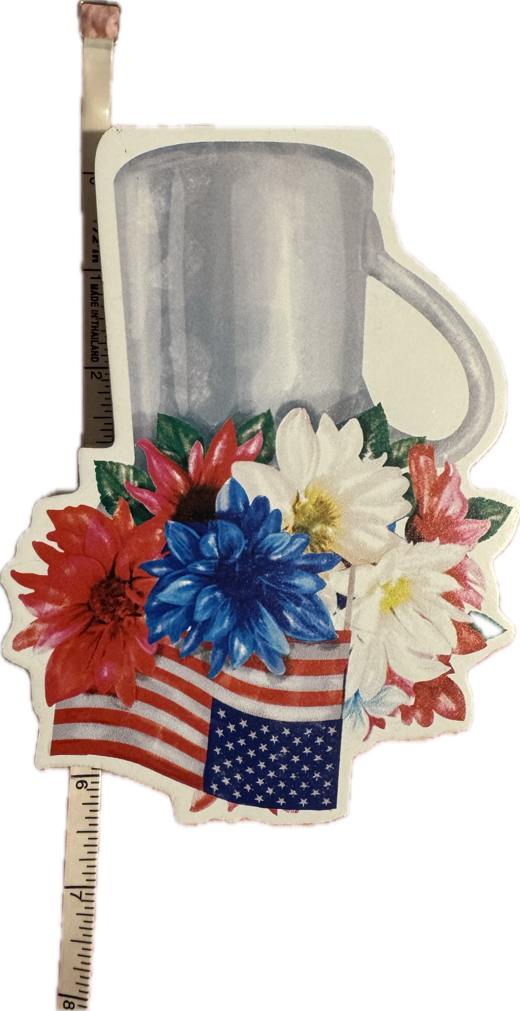 Sweet Freedom Red Glitter, White & Blue Hanging Wall Sign & Floral Flag Accent